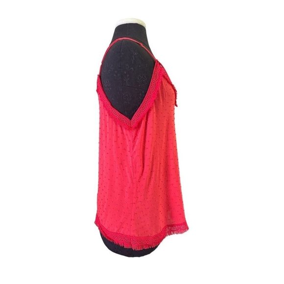 Collective Concepts Red w/ Fringe Tank Top Women’s Size M - Picture 2 of 8